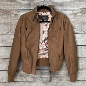 Ci Sono Vegan Faux Brown Camel Leather Jacket